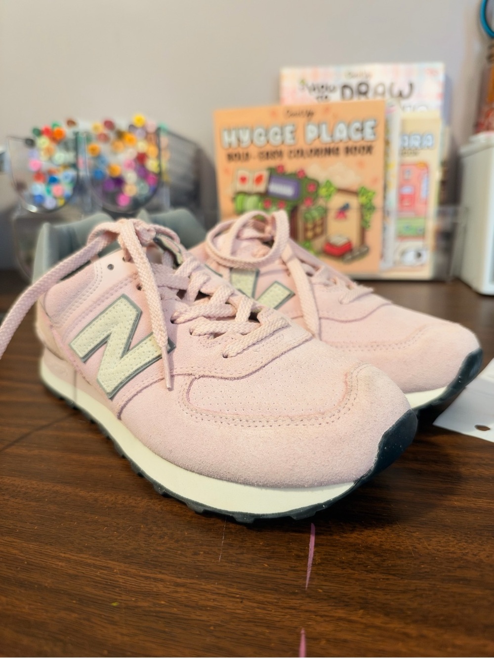 New Balance Pink Suede Lace-Up Sneakers